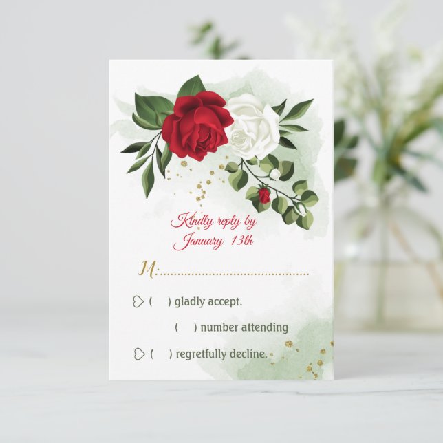 Cartons Réponse fleurs rouges et blanches verdure (Debout devant)