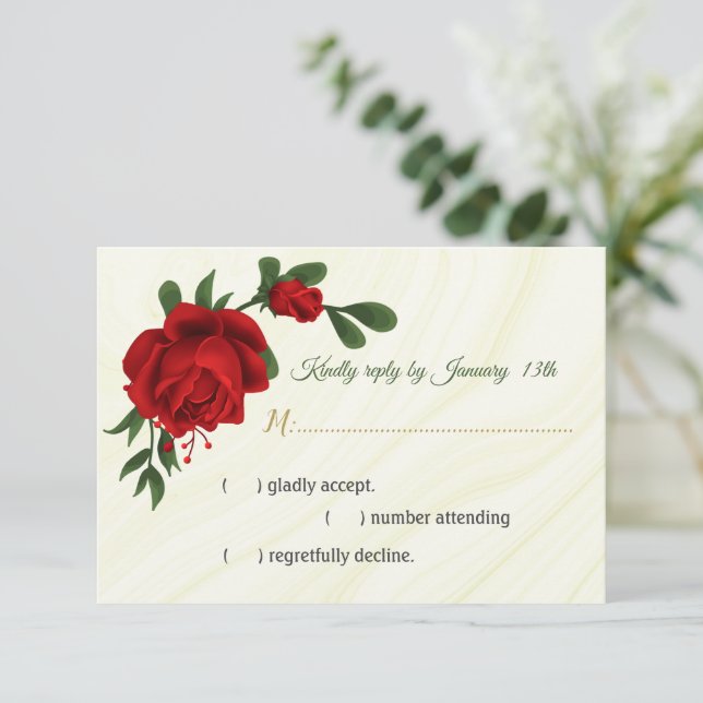 Cartons Réponse fleurs rouges vert feuilles (Debout devant)