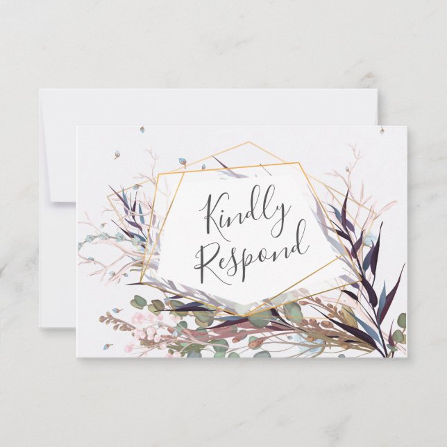 Cartons Réponse Fleurs sauvages de Bourgogne et rose Enregistrer l (Devant)