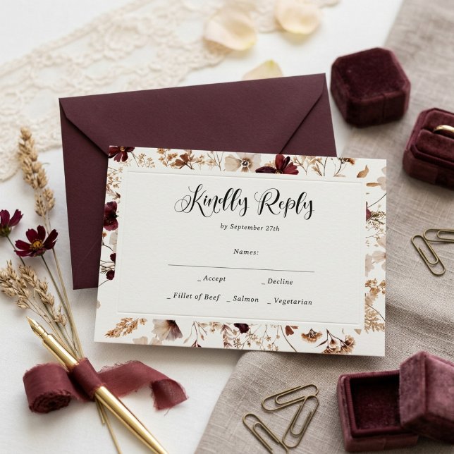 Cartons Réponse Fleurs Sauvages de l'Automne Mariage Floral  (Créateur téléchargé)