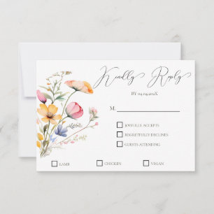 Cartons Réponse Fleurs sauvages de prairie à l'aquarelle pour mari