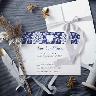 Cartons Réponse Fleurs sauvages de prairie motif bleu indigo Maria