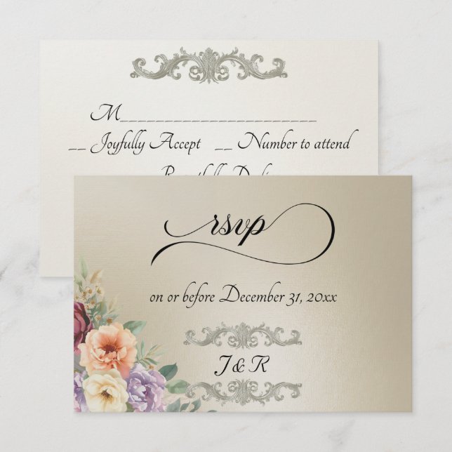 Cartons Réponse Fleurs sauvages de printemps à l'aquarelle - Blé (Devant / Derrière)