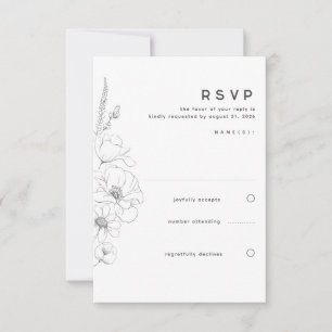 Cartons Réponse Fleurs sauvages Dessin Élégant Mariage minimal RSV