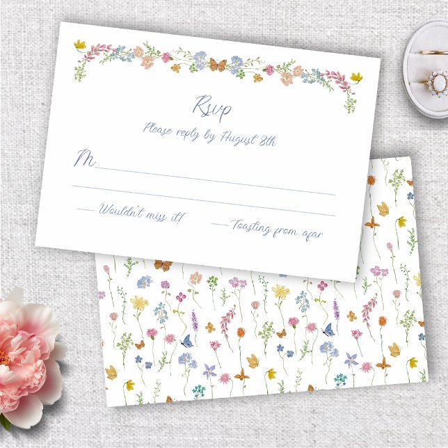 Cartons Réponse Fleurs Sauvages Fantaisistes (Whimsical Wildflowers RSVP Card
)