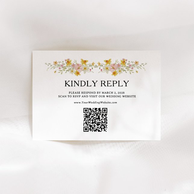 Cartons Réponse Fleurs sauvages printanières | Code QR aquarelle (Créateur téléchargé)