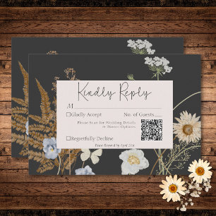 Cartons Réponse Fleurs sauvages sur Mariage de charbon de bois Cod