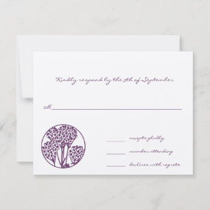 Cartons Réponse Fleurs sauvages violettes de monogramme Mariage RS