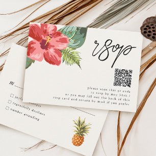 Cartons Réponse Fleurs tropicales de mariage et code QR