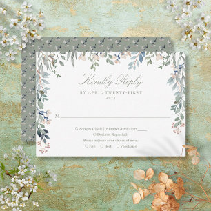 Cartons Réponse Fleurs Verdure Fleurs Sauvages Vert Sauge Mariage