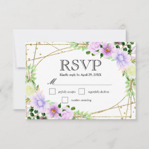Cartons Réponse Fleurs violettes et crème à l'aquarelle pour maria