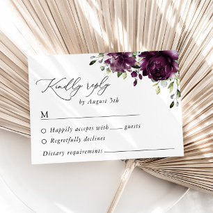 Cartons Réponse Fleurs violettes, Fleurs de prunes, Boho, Mariage