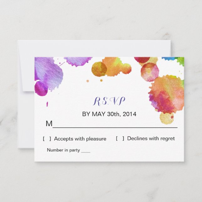 Cartons Réponse Floc de peinture d'aquarelle épousant la carte- de (Devant)