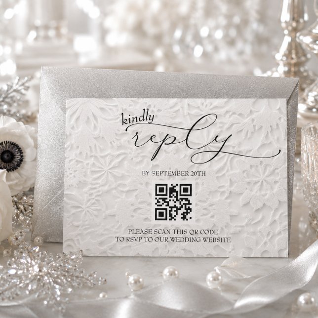 Cartons Réponse Flocon de neige de mariage simple QR d'hiver (Créateur téléchargé)
