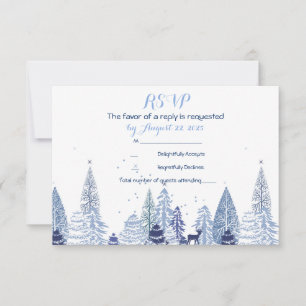Cartons Réponse Flocons de neige élégants à l'aquarelle Mariage d'