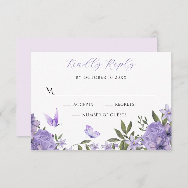 Cartons Réponse Floraison fleurie violette (Devant / Derrière)
