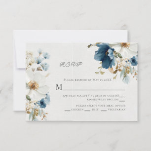 Cartons Réponse Floral bleu et blanc