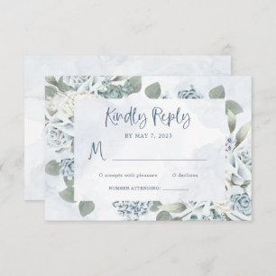 Cartons Réponse Floral bleu rustique   Mariage aquarelle