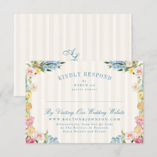 Cartons Réponse Floral bleu Vintage site du mariage en ligne
