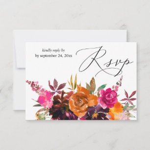 Cartons Réponse Floral d'automne orange, rose chaud et violet avec