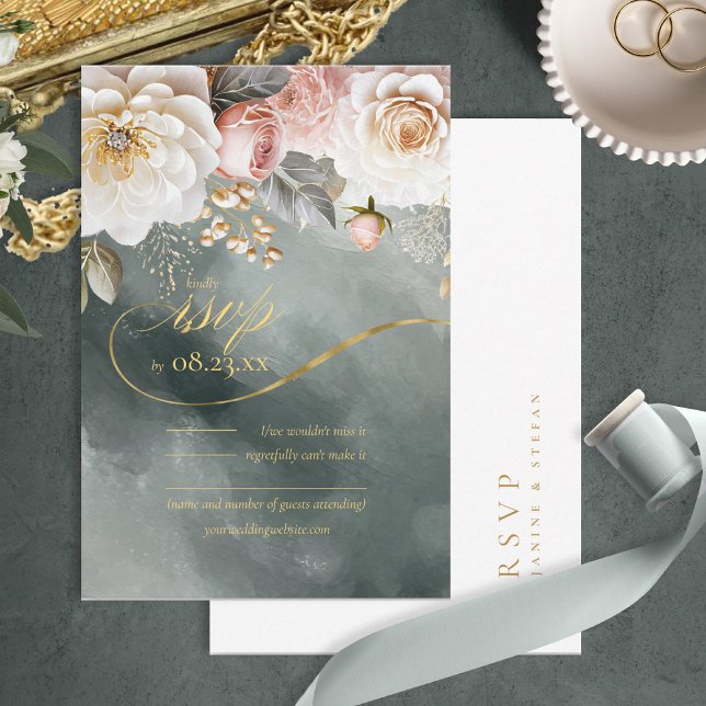 Cartons Réponse Floral Drama Mariage Green ID1022 (Créateur téléchargé)