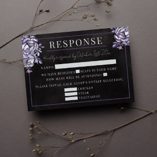Cartons Réponse Floral foncé noir gothique violet Mariage d'Hallow