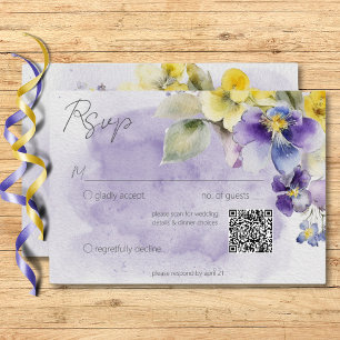 Cartons Réponse Floral jaune et violet Mariage moderne Code QR
