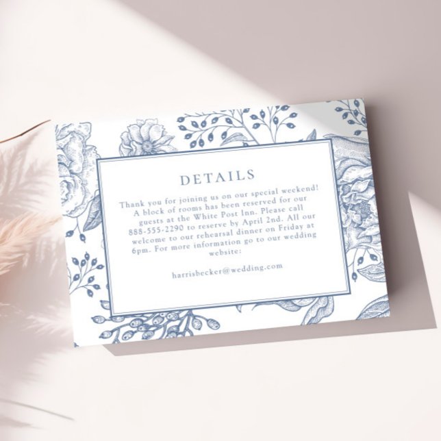 Cartons Réponse Floral Periwinkle Elegant Wedding Details Card (Créateur téléchargé)