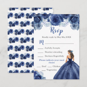 Cartons Réponse Floral Princess dans un bleu marine