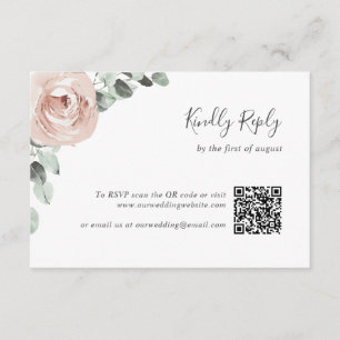 Cartons Réponse Floral Sage Greenery Dusty Rose QR Code Mariage