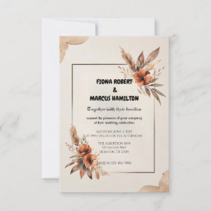 Cartons Réponse Florales en terre cuite rustique et Mariage en her