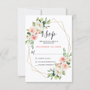 Cartons Réponse Flore rose pâle Cadre d'or géométrique moderne