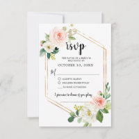 Flore rose pâle moderne cadre géométrique or