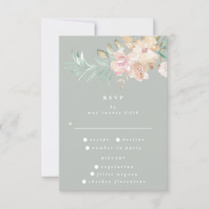 Cartons Réponse Flores d'aquarelle rustique sur Mariage vert Sage