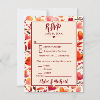 Cartons Réponse Flores de coeur rouge gras modernes