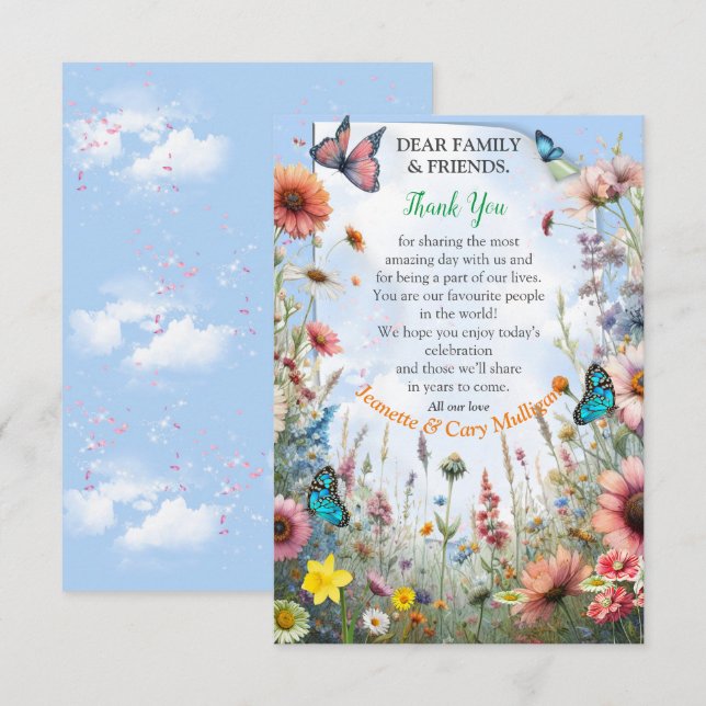 Cartons Réponse Flores florales du printemps et de l'été (Devant / Derrière)
