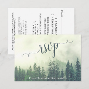 Cartons Réponse Foggy Pines Rustic Green Forest Mariage extérieur