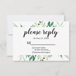 Cartons Réponse Foliage frais Mariage de cadre botanique S'il vous
