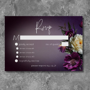 Cartons Réponse Foncé Moody Purple Lavender Floral Mariage moderne