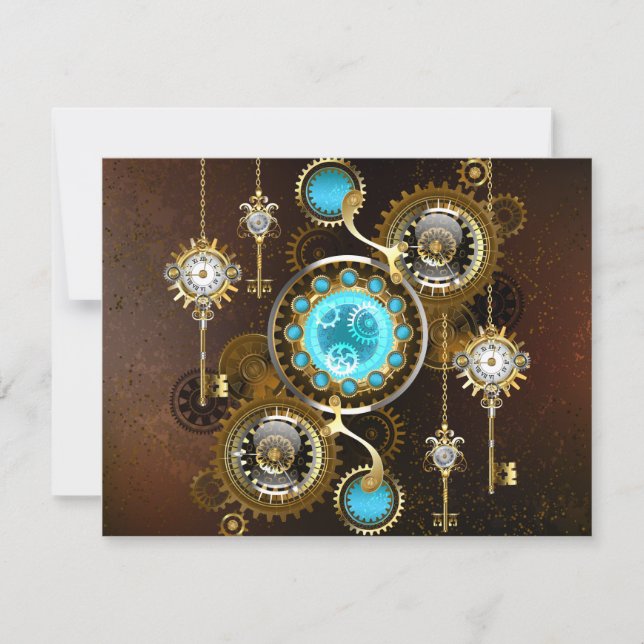 Cartons Réponse Fond rouillé Steampunk avec verres turquoise (Devant)