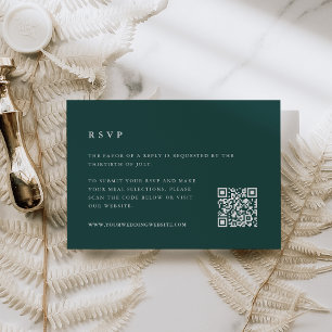 Cartons Réponse Forest Green Winter Wedding Code QR