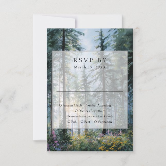 Cartons Réponse Forest Wildflowers Floral Rustic Wedding (Devant)