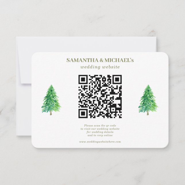 Cartons Réponse Forêt Arbre Floral Qr Site Mariage Détail (Devant)