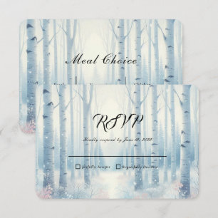 Cartons Réponse Forêt de bouleau bleu givré pour mariage