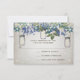 Cartons Réponse Forêt enchantée Mason Jar Bleu Argent vert