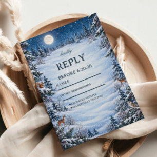 Cartons Réponse Forêt Enchantée sous la Lune en Hiver