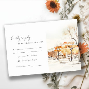 Cartons Réponse Forgo North Dakota City Scape Mariage d'aquarelle