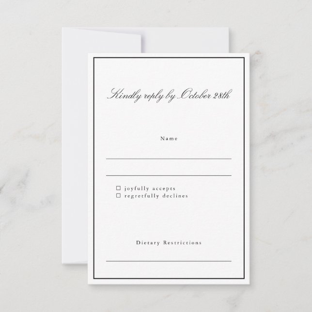 Cartons Réponse Formal Classic Border Script Mariage élégant (Devant)