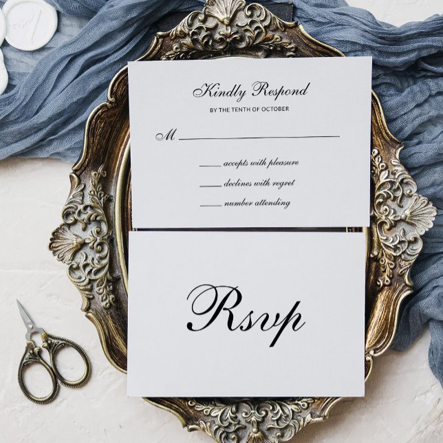 Cartons Réponse Formel et Classique | Mariage Noir et Blanc (Créateur téléchargé)
