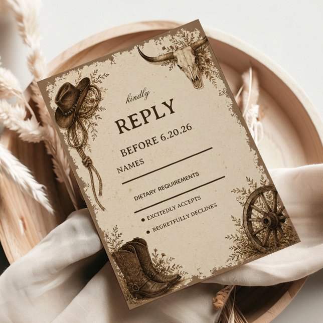 Cartons Réponse Frontière Prairie Élégant Rustique (Créateur téléchargé)